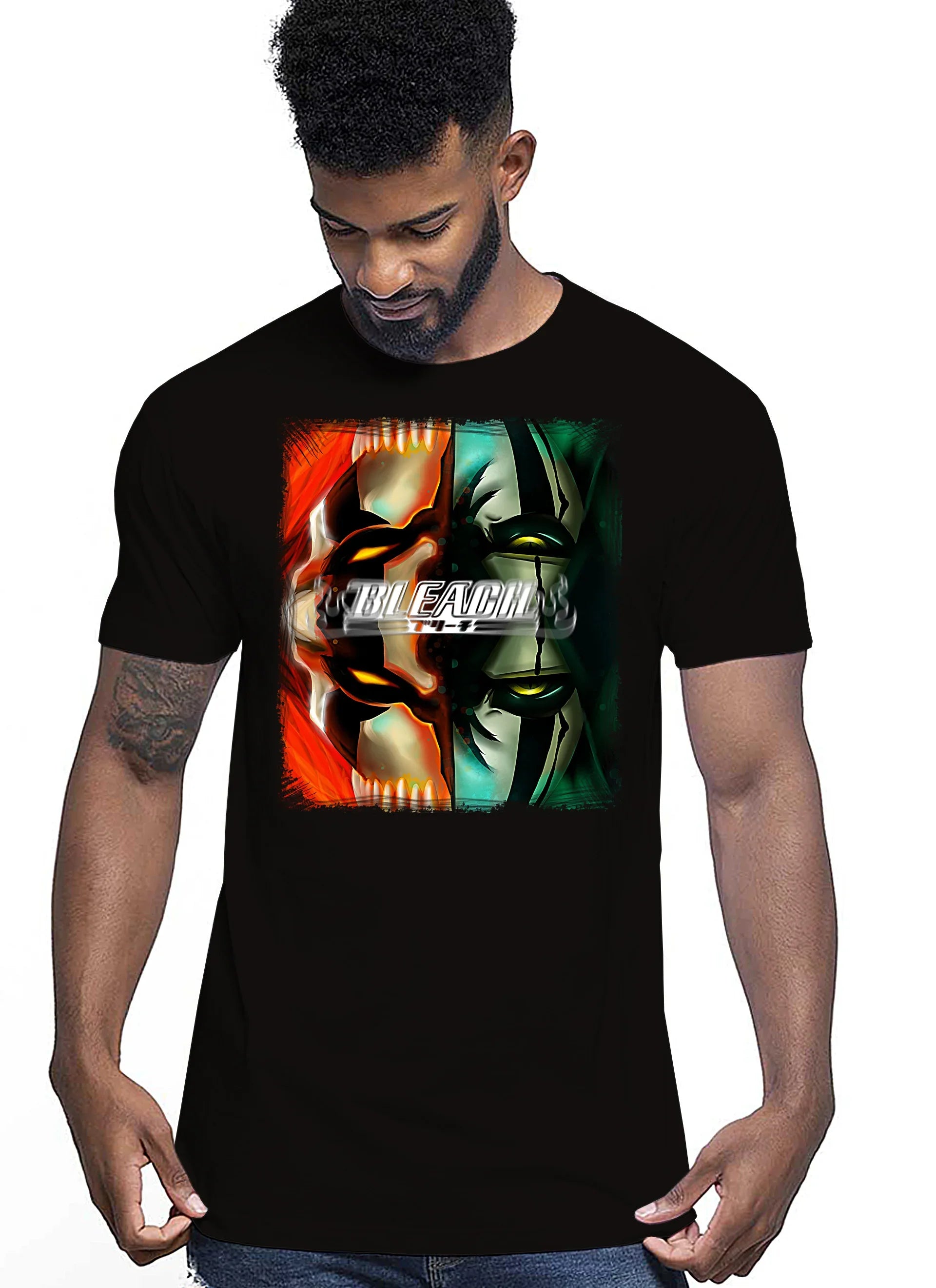 Bleach Doble face Manga Anime Fumetti 6011-4 T-shirt Urban Men Uomo 100% Cotone Pettinato JK - STREET STYLE