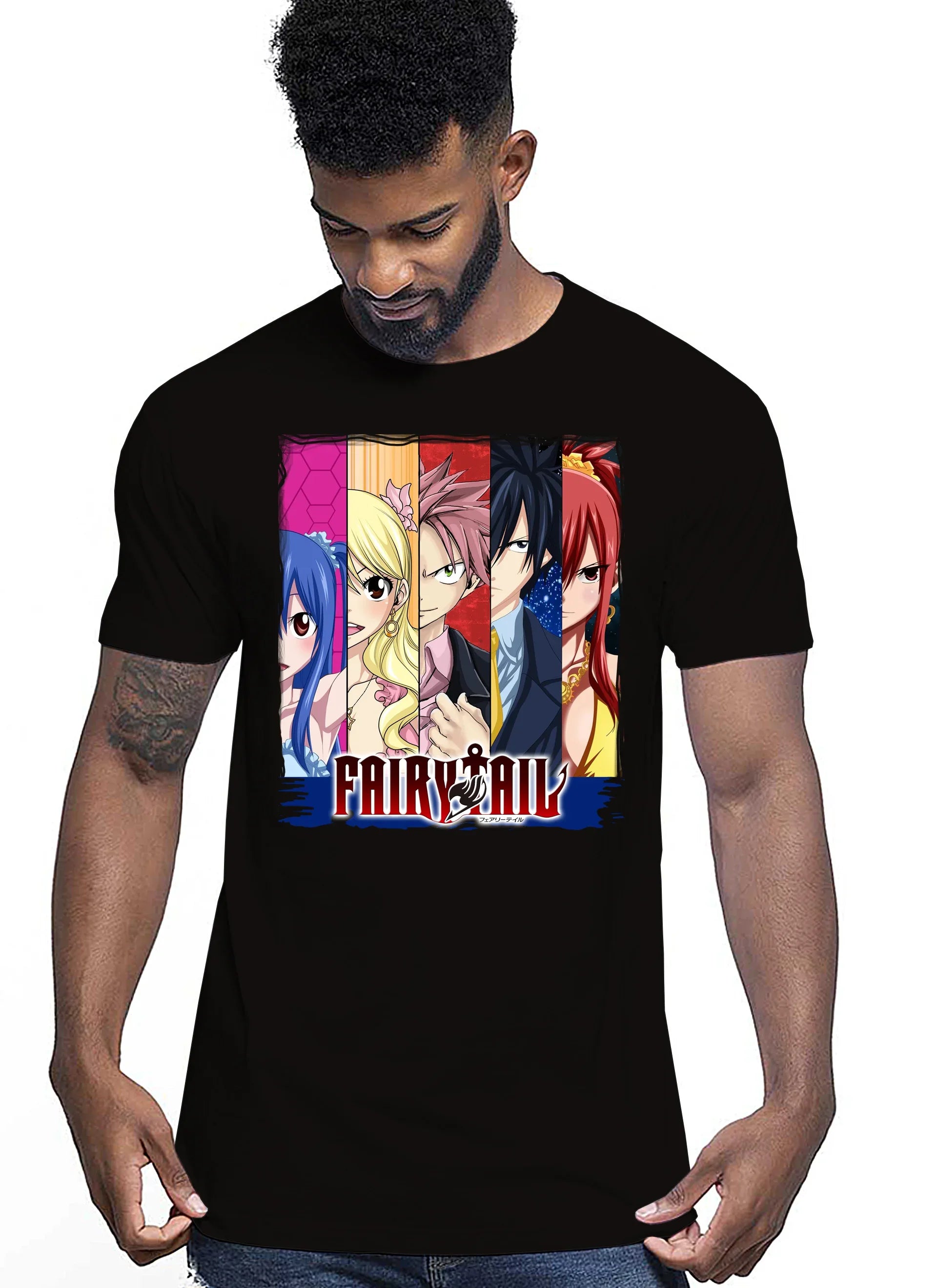 Fairy Tail Manga Anime Fumetti 6012-2 T-shirt Urban Men Uomo 100% Cotone Pettinato JK - STREET STYLE