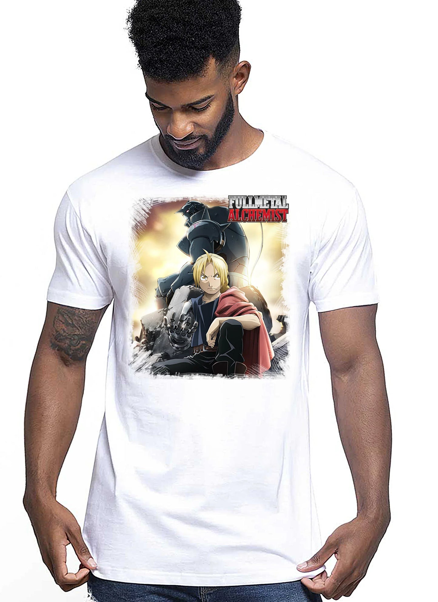 Fullmetal Alchemist Manga Anime Fumetti 6014 T-shirt Urban Men Uomo 100% Cotone Pettinato JK - STREET STYLE