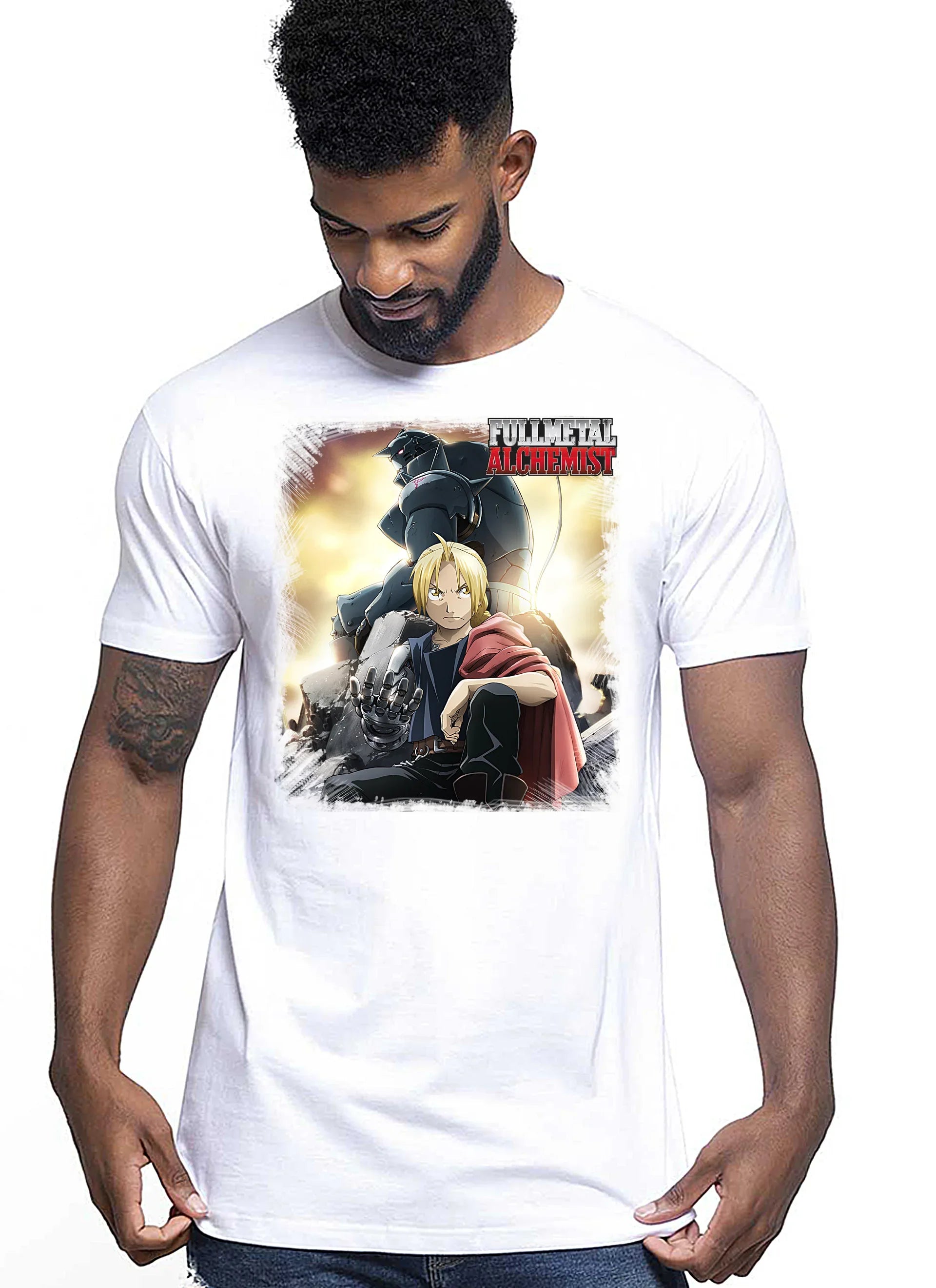 Fullmetal Alchemist Manga Anime Fumetti 6014 T-shirt Urban Men Uomo 100% Cotone Pettinato JK - STREET STYLE