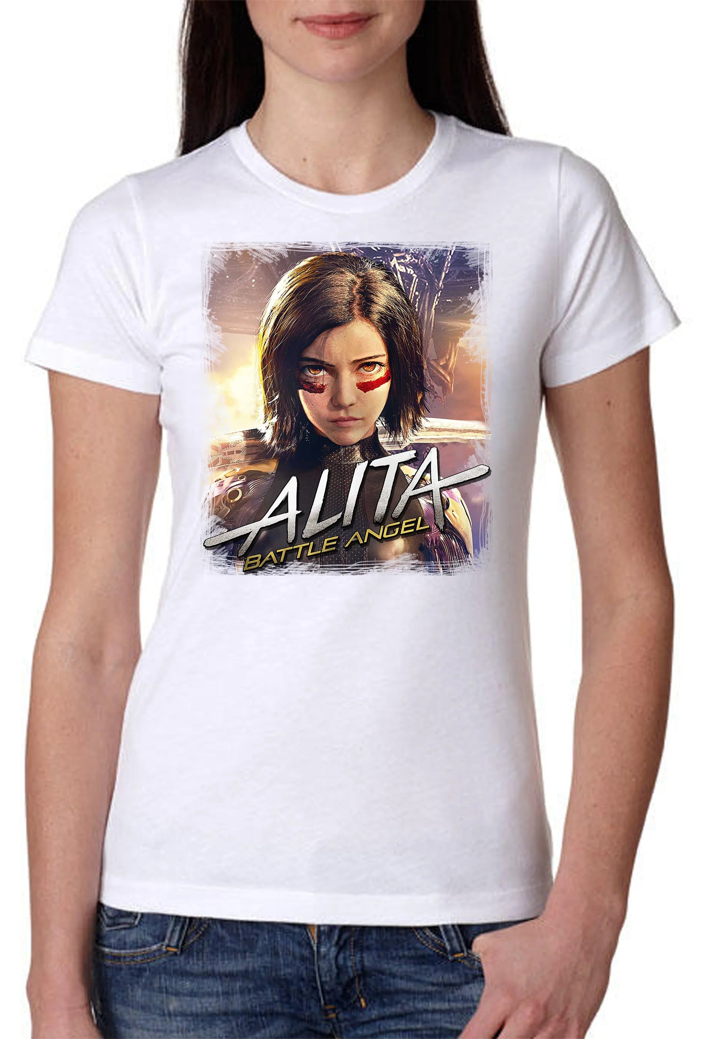 Alita Angelo Della Battaglia Manga Anime Fumetti 6015 Lady Donna 100% Cotone Pettinato JK - STREET STYLE