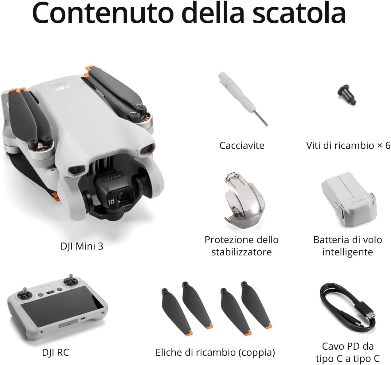 DJI Mini 3 (con DJI RC) – Mini drone con fotocamera leggero, con stabilizzatore a 3 assi, video in 4K HDR, autonomia 38 minuti, trasmissione video fino a 10 km, riprese verticali, return integrato
