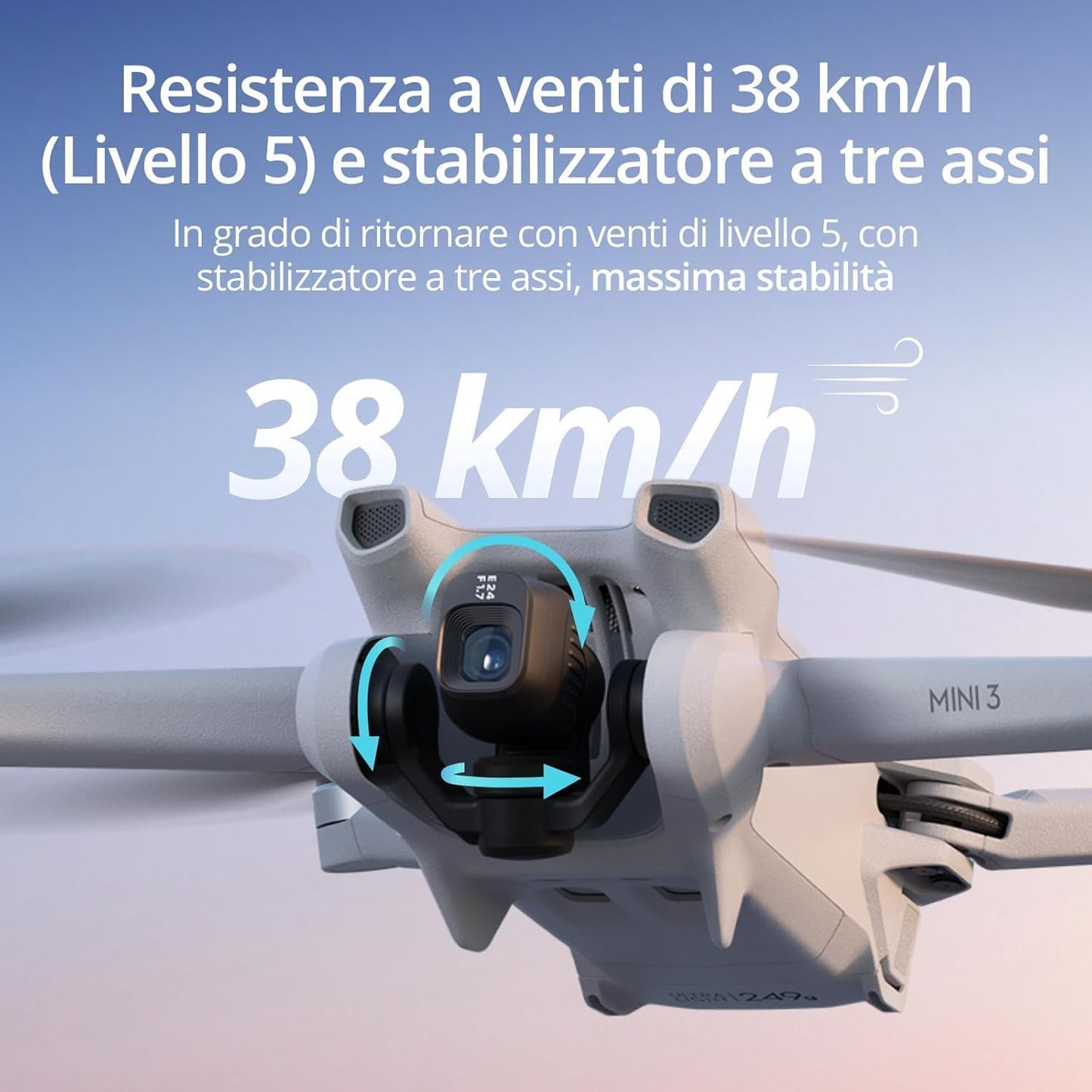 DJI Mini 3 (con DJI RC) – Mini drone con fotocamera leggero, con stabilizzatore a 3 assi, video in 4K HDR, autonomia 38 minuti, trasmissione video fino a 10 km, riprese verticali, return integrato