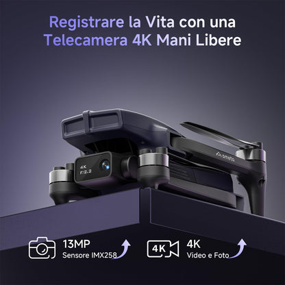Ameta Drone con Telecamera 4K Professionale, S20 Pro Drone GPS per Bambini e Adulti con Ritorno Automatico/ 50 Minuti/Follow Me/Modalità Intelligenti/Controllo Gesti, Mini Drones FPV Meno di 249g