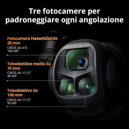 DJI Mavic 4 Pro Combo Creator 512 GB con DJI RC Pro 2, drone con tripla fotocamera dotato di fotocamera Hasselblad da 100 MP con CMOS 4/3, volo fino a 51 minuti, tre batterie, hub di ricarica e altro
