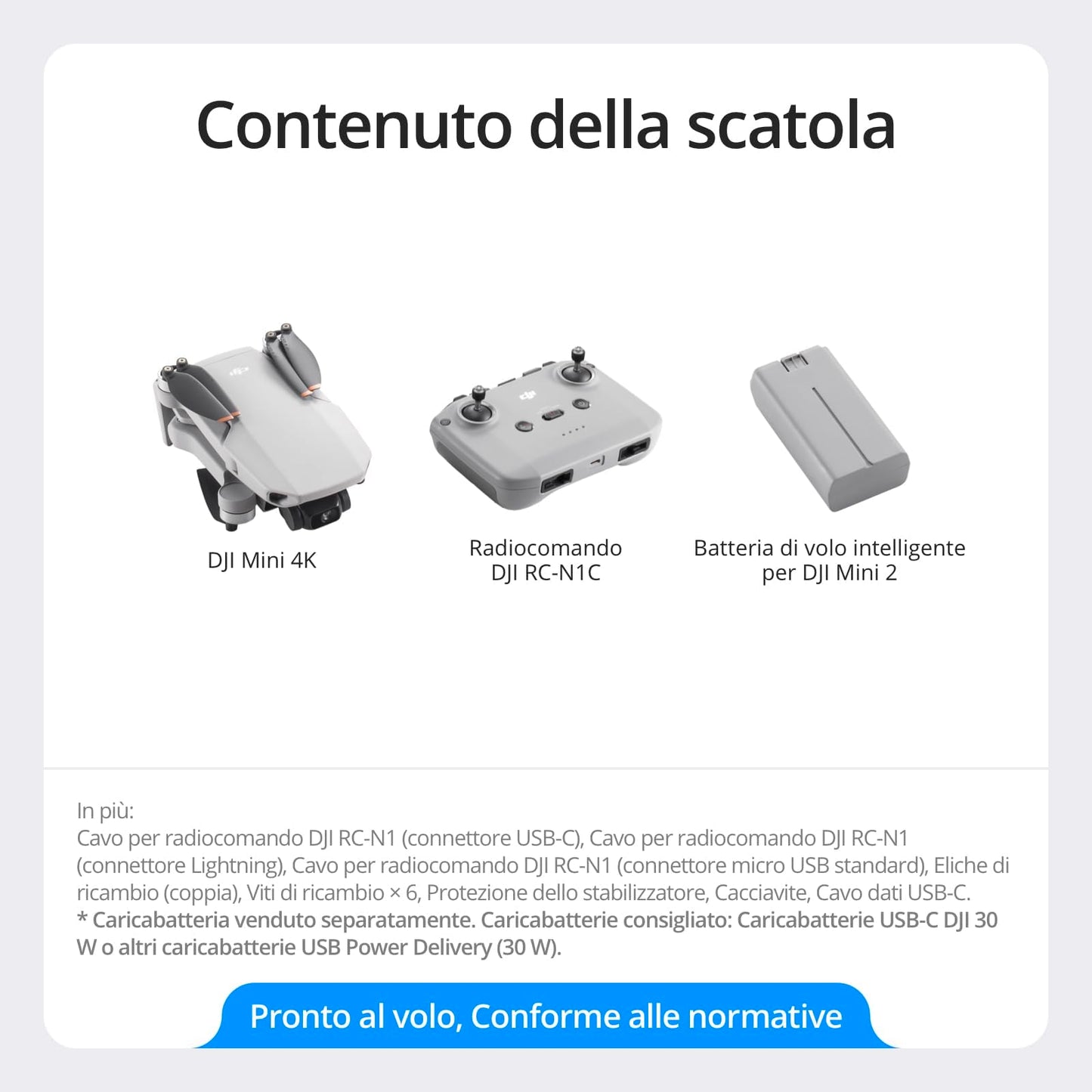 DJI Mini 4K Camera Drone Combo, drone per adulti, fotocamera 4K UHD, < 249 g, stabilizzatore 3 assi, trasmissione video 10 km, return automatico, 2 batterie per tempo di volo fino a 62 minuti