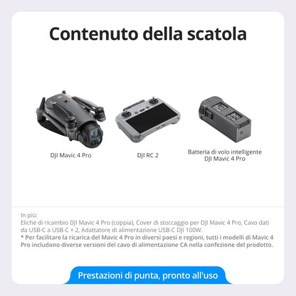 DJI Mavic 4 Pro Combo Creator 512 GB con DJI RC Pro 2, drone con tripla fotocamera dotato di fotocamera Hasselblad da 100 MP con CMOS 4/3, volo fino a 51 minuti, tre batterie, hub di ricarica e altro