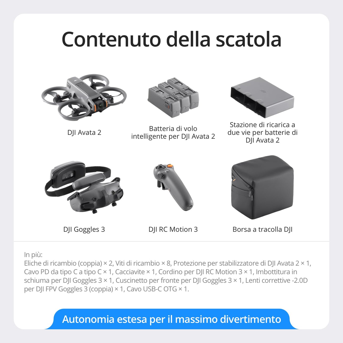 DJI Avata 2 Fly Smart Combo (una batteria), drone FPV con fotocamera 4K, esperienza immersiva, paraeliche integrati, FOV da 155°, drone con fotocamera con Goggles N3 e RC Motion 3