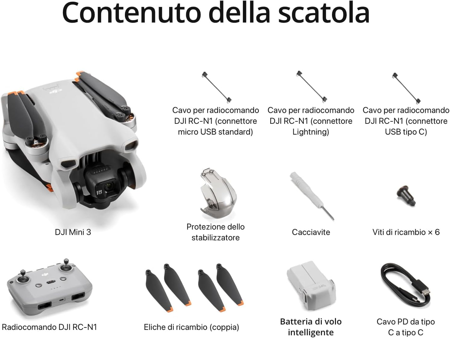DJI Mini 3 (con DJI RC) – Mini drone con fotocamera leggero, con stabilizzatore a 3 assi, video in 4K HDR, autonomia 38 minuti, trasmissione video fino a 10 km, riprese verticali, return integrato