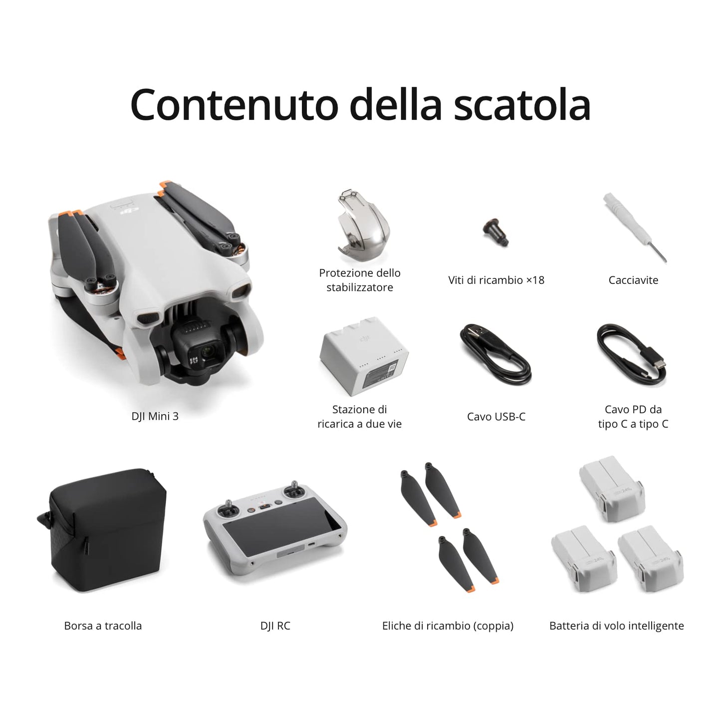 DJI Mini 3 (con DJI RC) – Mini drone con fotocamera leggero, con stabilizzatore a 3 assi, video in 4K HDR, autonomia 38 minuti, trasmissione video fino a 10 km, riprese verticali, return integrato