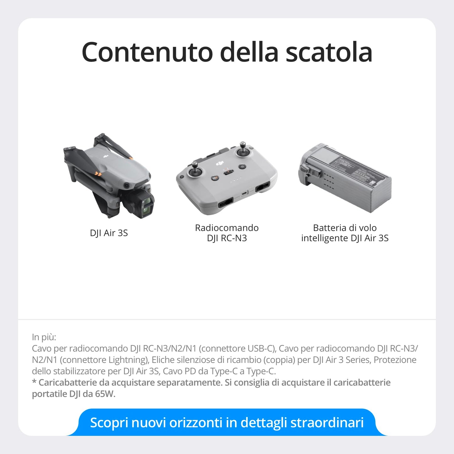 DJI Air 3S Combo Fly More (RC 2 con schermo), drone con fotocamera grandangolare CMOS 1" e teleobiettivo medio per adulti, 4K/60fps, rilevamento omnidirezionale e 3 batterie per volare più a lungo