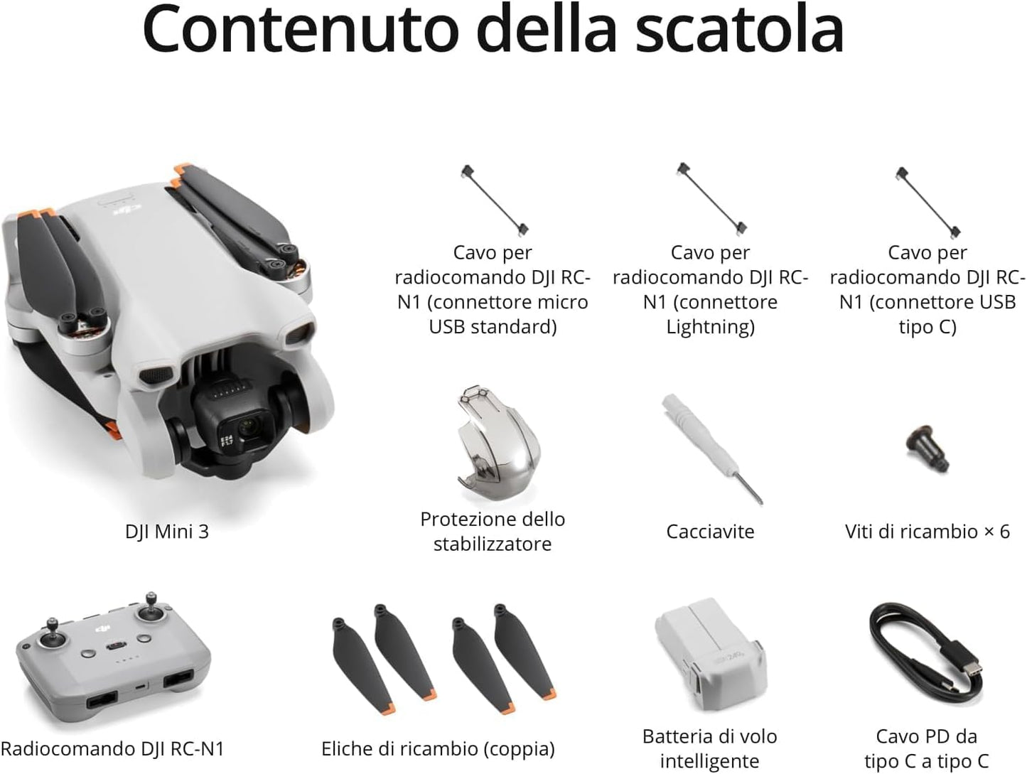 DJI Mini 3 (con DJI RC) – Mini drone con fotocamera leggero, con stabilizzatore a 3 assi, video in 4K HDR, autonomia 38 minuti, trasmissione video fino a 10 km, riprese verticali, return integrato