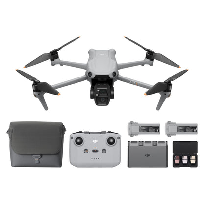DJI Air 3S Combo Fly More (RC 2 con schermo), drone con fotocamera grandangolare CMOS 1" e teleobiettivo medio per adulti, 4K/60fps, rilevamento omnidirezionale e 3 batterie per volare più a lungo