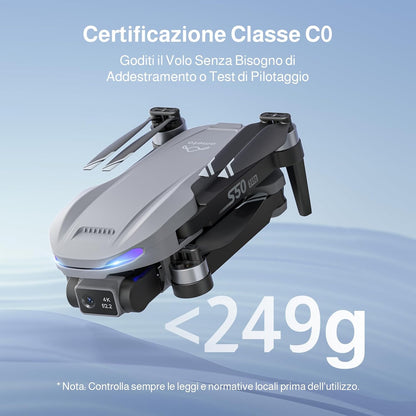 Ameta Drone con Telecamera 4K Professionale e GPS, S50 Lite Droni FPV con Ritorno Automatico, 50 Minuti di Volo, Follow Me, Modalità Intelligenti, Controllo Gesti, Portata 500m, Meno di 249g