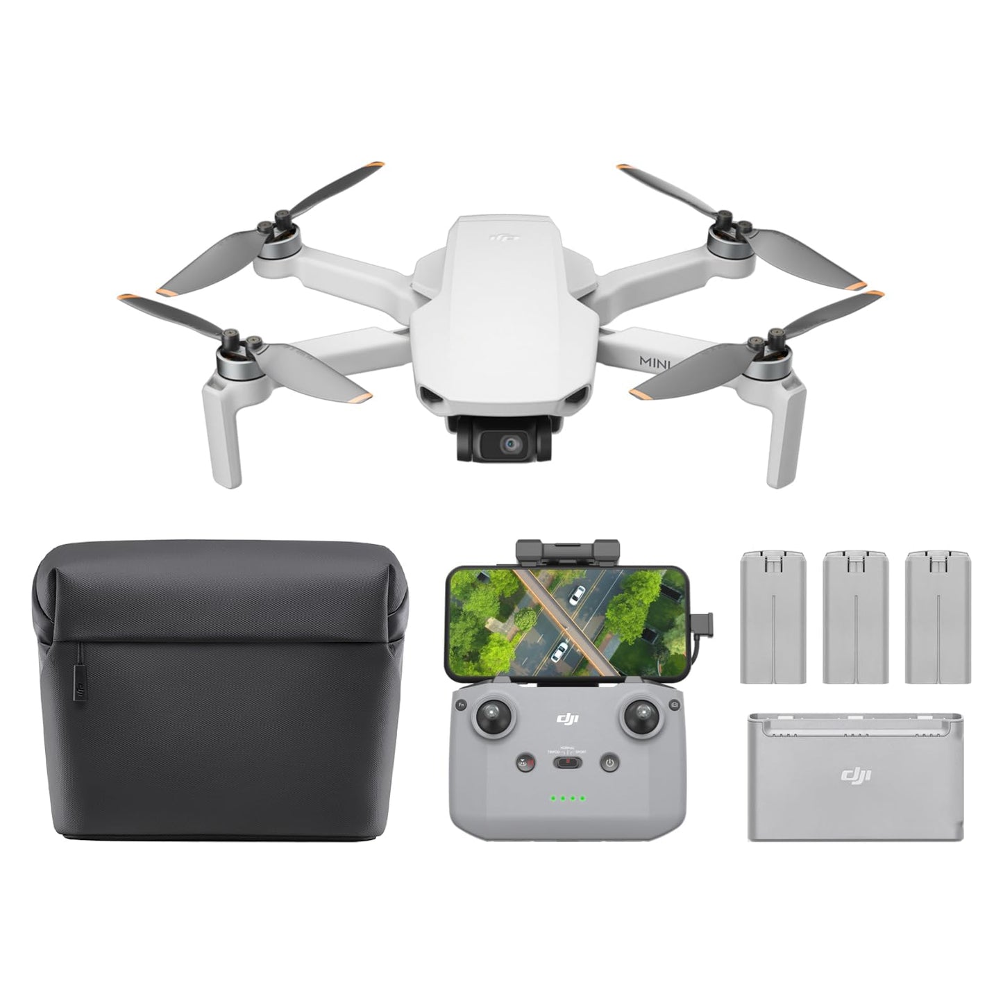 DJI Mini 4K Camera Drone Combo, drone per adulti, fotocamera 4K UHD, < 249 g, stabilizzatore 3 assi, trasmissione video 10 km, return automatico, 2 batterie per tempo di volo fino a 62 minuti