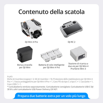 DJI Mini 5 Pro Combo Fly More con DJI RC 2 e DJI Care di 1 anno, drone 4K per principianti, drone con fotocamera, CMOS da 1 pollice, rilevamento degli ostacoli, ActiveTrack 360°, C0