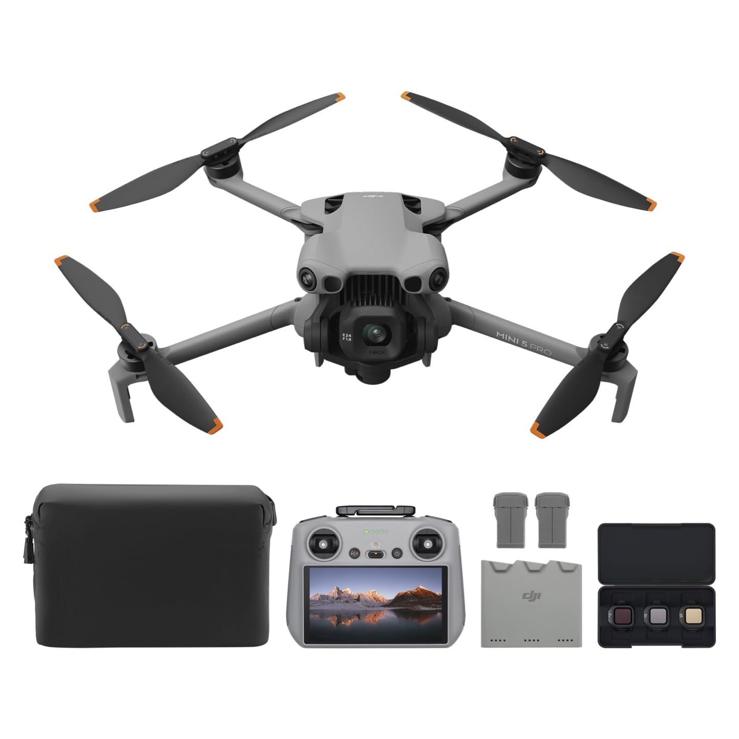 DJI Mini 5 Pro Combo Fly More con DJI RC 2 e DJI Care di 1 anno, drone 4K per principianti, drone con fotocamera, CMOS da 1 pollice, rilevamento degli ostacoli, ActiveTrack 360°, C0