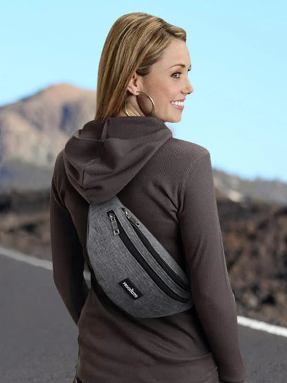 Men's Women's Waist Bag, Sports Waist Bag with 4 Zip Pockets, Men's Waist Bag, Small Adjustable Belt, Waterproof Work Waist Bag for Cycling Running Hiking Trekking Concerts - STREET STYLE