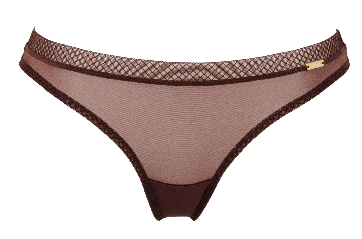 Sheer See Through Thong Panty Gossard Glossies Rich Brown - STREET STYLE