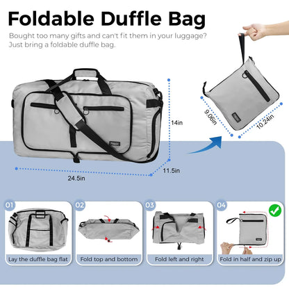 Fmeida 65L Unisex Adult Travel Duffel Bag, Large Gym Bag with Shoe Compartment and Shoulder Strap, Waterproof Duffel Bag Sports Bag, Black, Duffel bag with shoe compartment - STREET STYLE