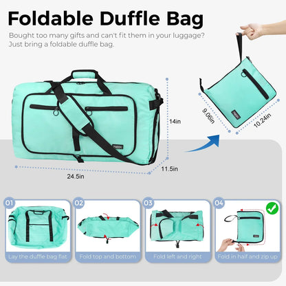 Fmeida 65L Unisex Adult Travel Duffel Bag, Large Gym Bag with Shoe Compartment and Shoulder Strap, Waterproof Duffel Bag Sports Bag, Black, Duffel bag with shoe compartment - STREET STYLE