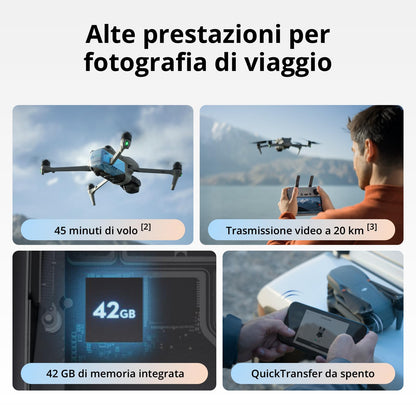 DJI Air 3S Combo Fly More (RC 2 con schermo), drone con fotocamera grandangolare CMOS 1" e teleobiettivo medio per adulti, 4K/60fps, rilevamento omnidirezionale e 3 batterie per volare più a lungo