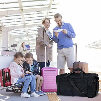 Fmeida 65L Unisex Adult Travel Duffel Bag, Large Gym Bag with Shoe Compartment and Shoulder Strap, Waterproof Duffel Bag Sports Bag, Black, Duffel bag with shoe compartment - STREET STYLE