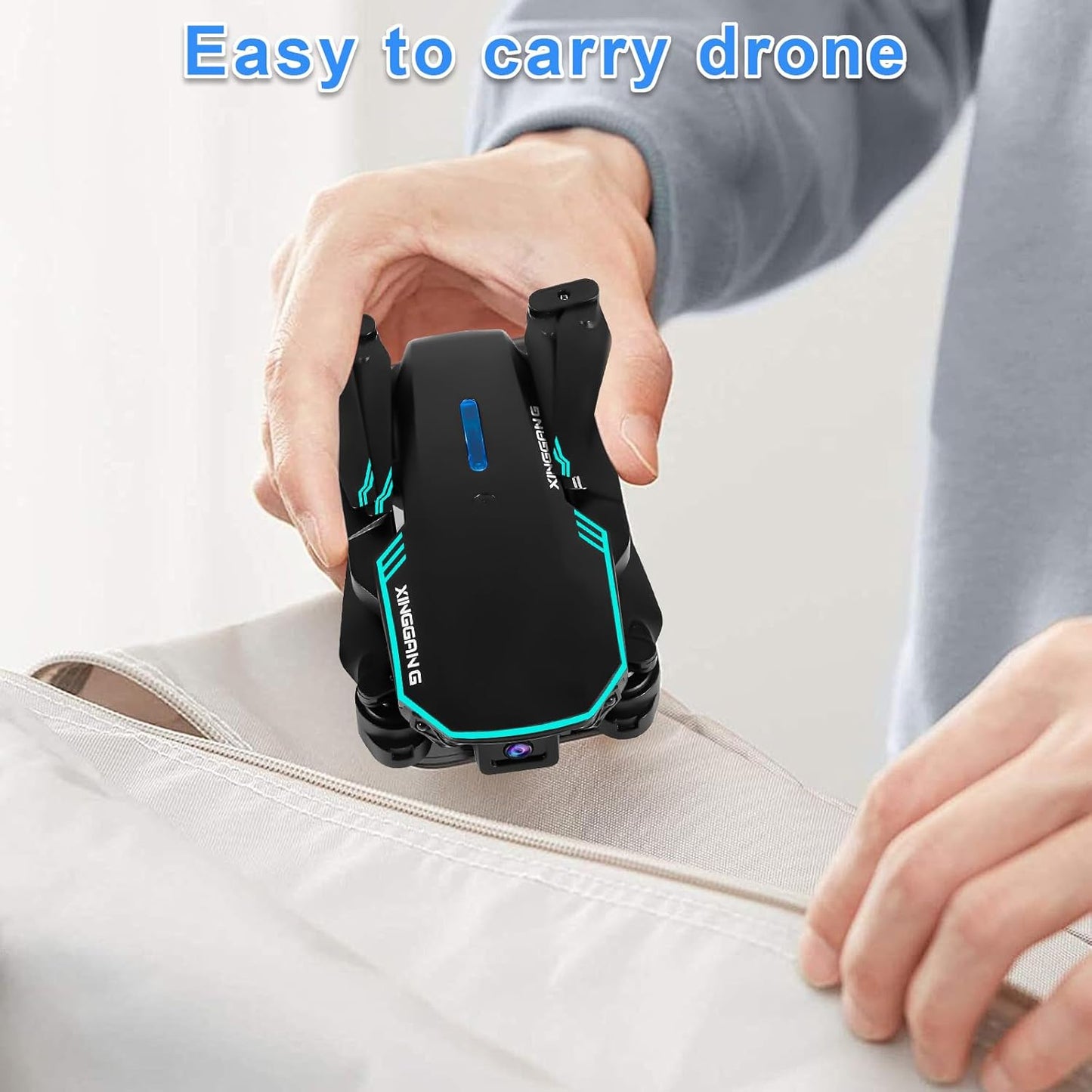 Drone con fotocamera 720P HD per bambini, WiFi FPV Drone per principianti, quadricottero RC con 2 batterie, sensore di gravità, 3D, modalità flip con un tasto, start/atterraggio, modalità altitudine