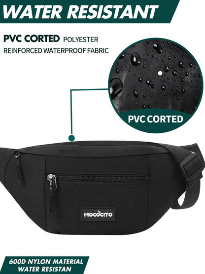 Men's Women's Waist Bag, Sports Waist Bag with 4 Zip Pockets, Men's Waist Bag, Small Adjustable Belt, Waterproof Work Waist Bag for Cycling Running Hiking Trekking Concerts - STREET STYLE