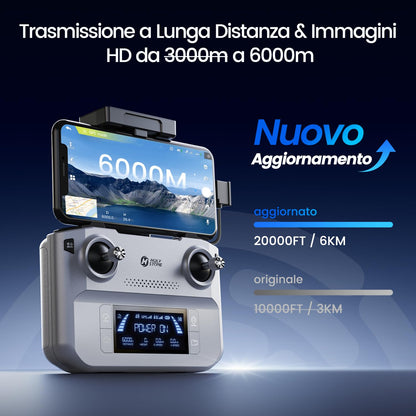 Holy Stone HS360E GPS 4K EIS Drone con telecamera per adulti, 249g leggero pieghevole FPV RC Quadcopter Drone con sensore da 12 megapixel, portata 6 km, ritorno automatico, seguimi, HS360S aggiornato