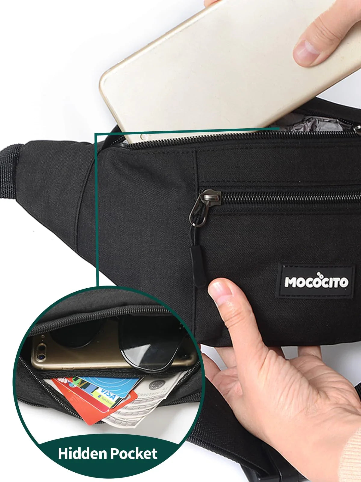 Men's Women's Waist Bag, Sports Waist Bag with 4 Zip Pockets, Men's Waist Bag, Small Adjustable Belt, Waterproof Work Waist Bag for Cycling Running Hiking Trekking Concerts - STREET STYLE