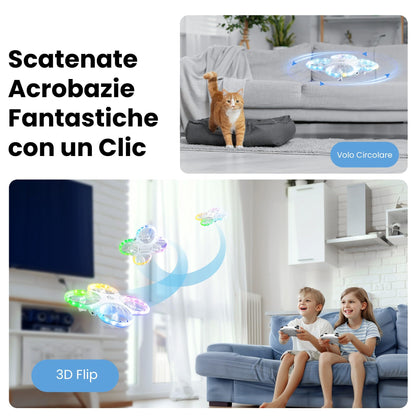 Ameta Morpho Drone con Telecamera per Bambini 1080P HD, Mini Droni FPV con 32 Luci RGB/Volo Circolare/ 3D Flip/ 18min di Volo/Cicalino Perso, Giocattolo per Ragazzi Ragazze, Meno di 249g