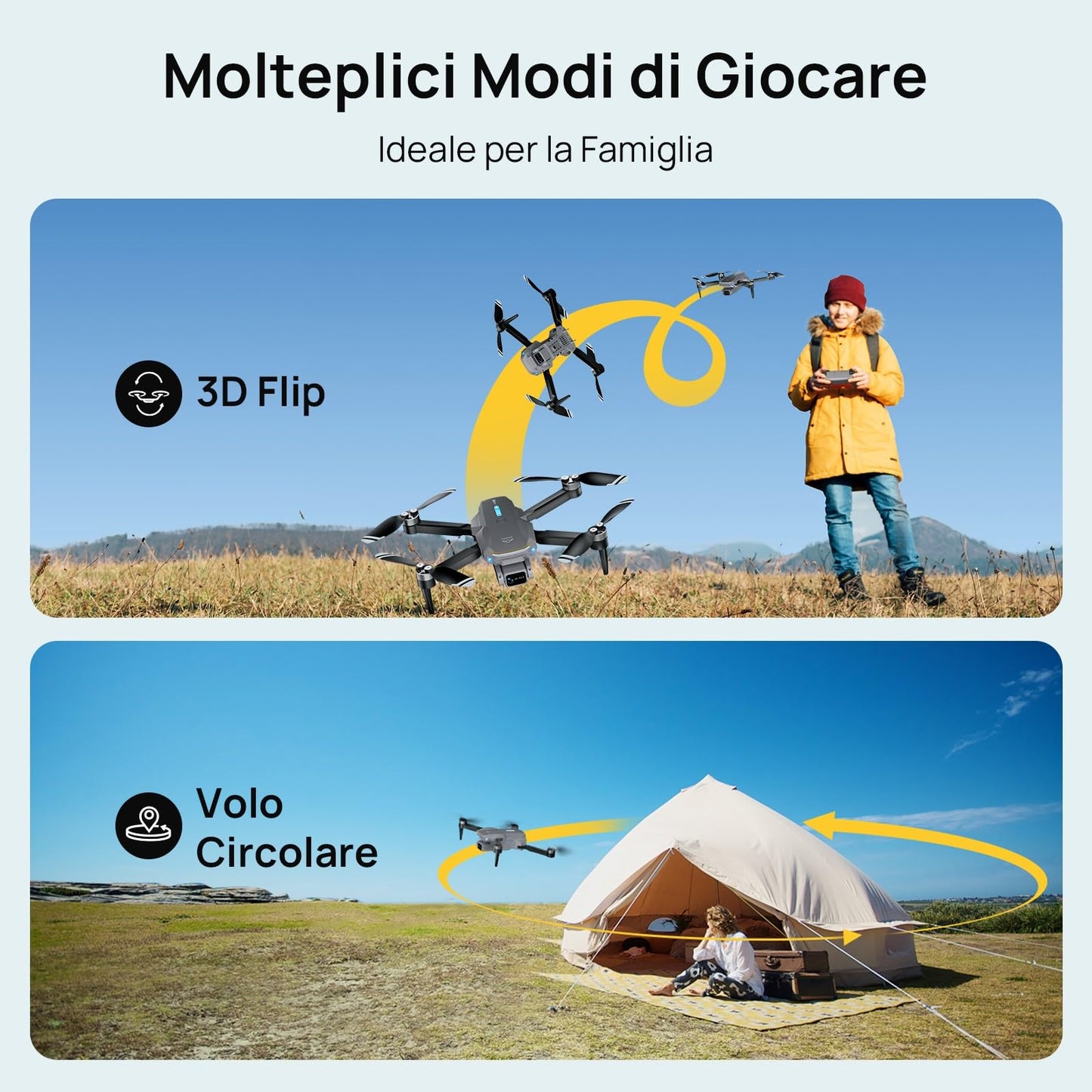 Ameta Drone con Telecamera 4K per Bambini e Adulti, S20 Lite Mini Droni Pieghevole con Motore Brushless/ 36min di Volo/Altitudine Mantenimento/Volo Circolare, Regalo per Uomo Ragazzo, Meno di 249g