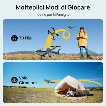 Ameta Drone con Telecamera 4K per Bambini e Adulti, S20 Lite Mini Droni Pieghevole con Motore Brushless/ 36min di Volo/Altitudine Mantenimento/Volo Circolare, Regalo per Uomo Ragazzo, Meno di 249g