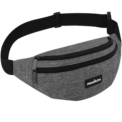 Men's Women's Waist Bag, Sports Waist Bag with 4 Zip Pockets, Men's Waist Bag, Small Adjustable Belt, Waterproof Work Waist Bag for Cycling Running Hiking Trekking Concerts - STREET STYLE