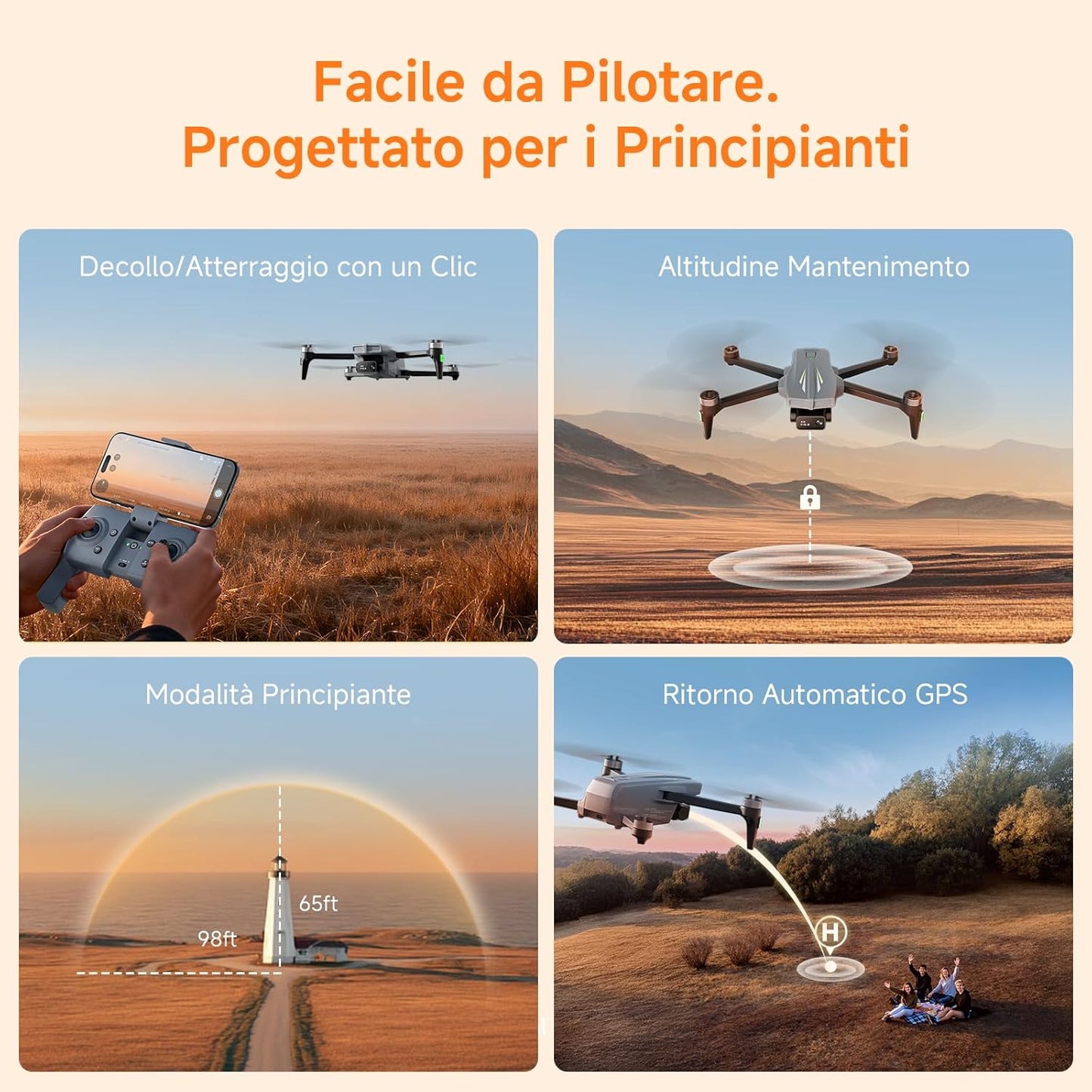 Ameta S20 Drone con Telecamera 4K Professionale, Drone GPS per Bambini e Adulti con Ritorno Automatico/ 50 Minuti/Modalità Intelligenti/Follow Me/Controllo Gesti, Mini Drones FPV Meno di 249g