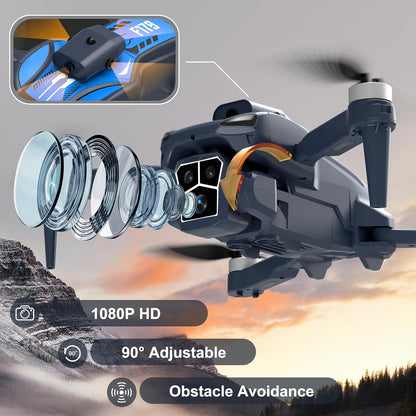 Drone Pieghévole Con Fotocamera 1080P & Schermo LCD 2,8", Evitamento Ostacoli, Motore Brushless, Quadricottero FPV WiFi, Volo A Traiettoria, Autonomia Di Volo 16 Min, Per Adulti/Principianti