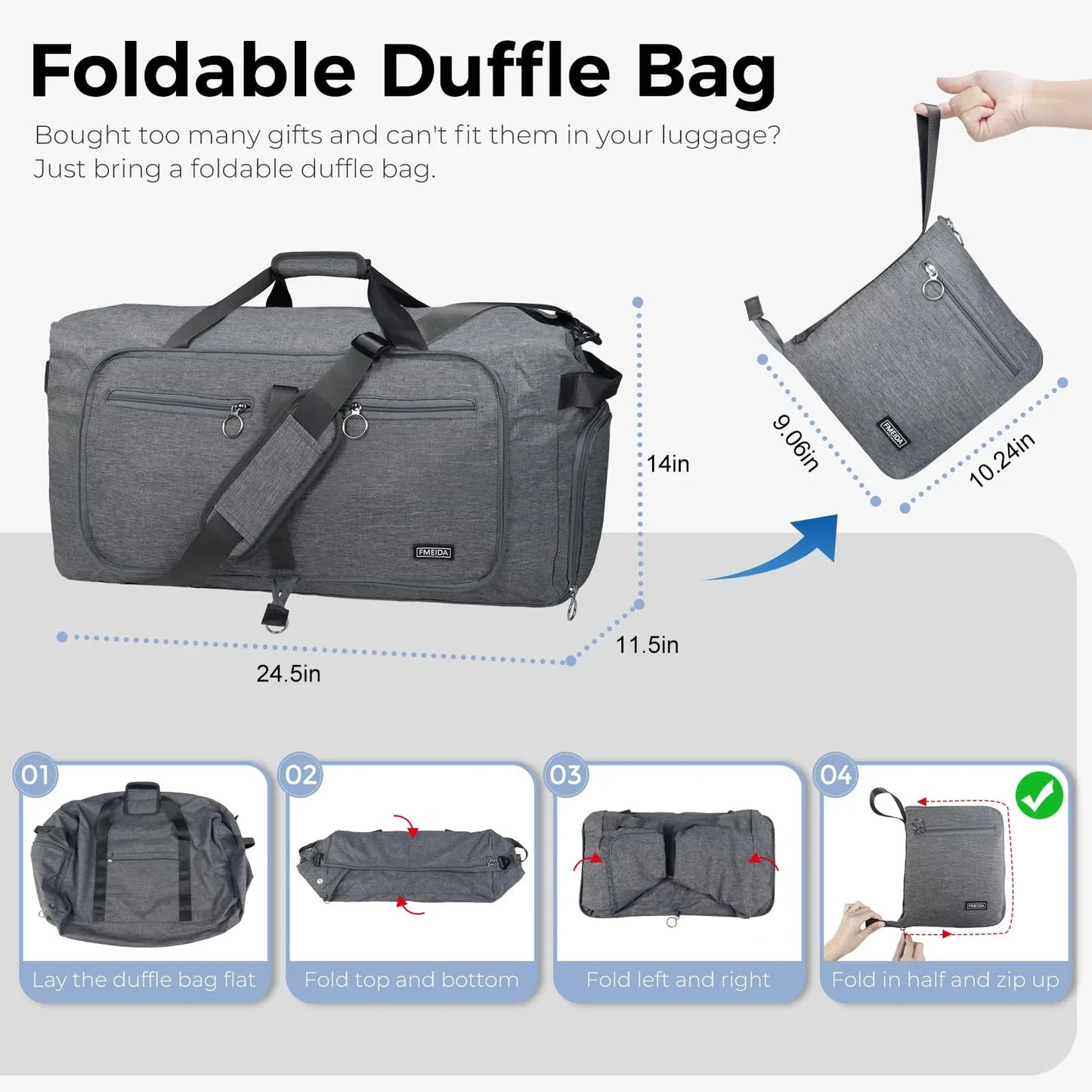 Fmeida 65L Unisex Adult Travel Duffel Bag, Large Gym Bag with Shoe Compartment and Shoulder Strap, Waterproof Duffel Bag Sports Bag, Black, Duffel bag with shoe compartment - STREET STYLE