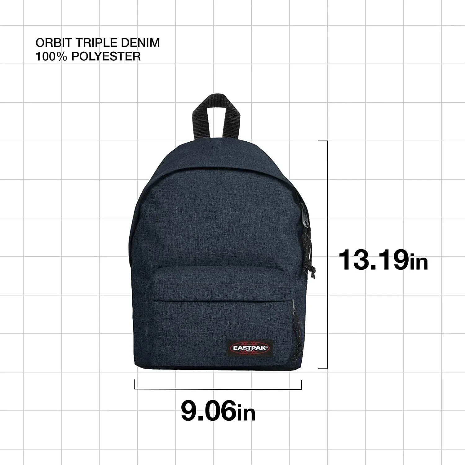 EASTPAK Orbit XS Backpack, 33.5 x 23 x 15 cm, 10 L, Black Denim, Casual Backpack - STREET STYLE