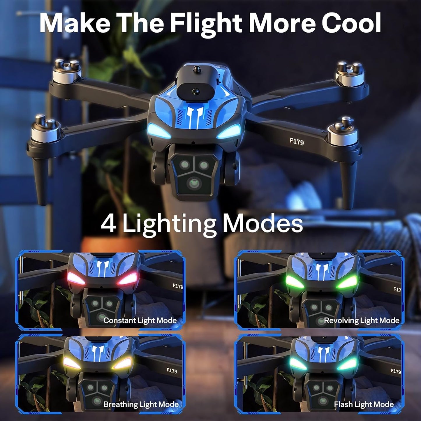 Drone Pieghévole Con Fotocamera 1080P & Schermo LCD 2,8", Evitamento Ostacoli, Motore Brushless, Quadricottero FPV WiFi, Volo A Traiettoria, Autonomia Di Volo 16 Min, Per Adulti/Principianti