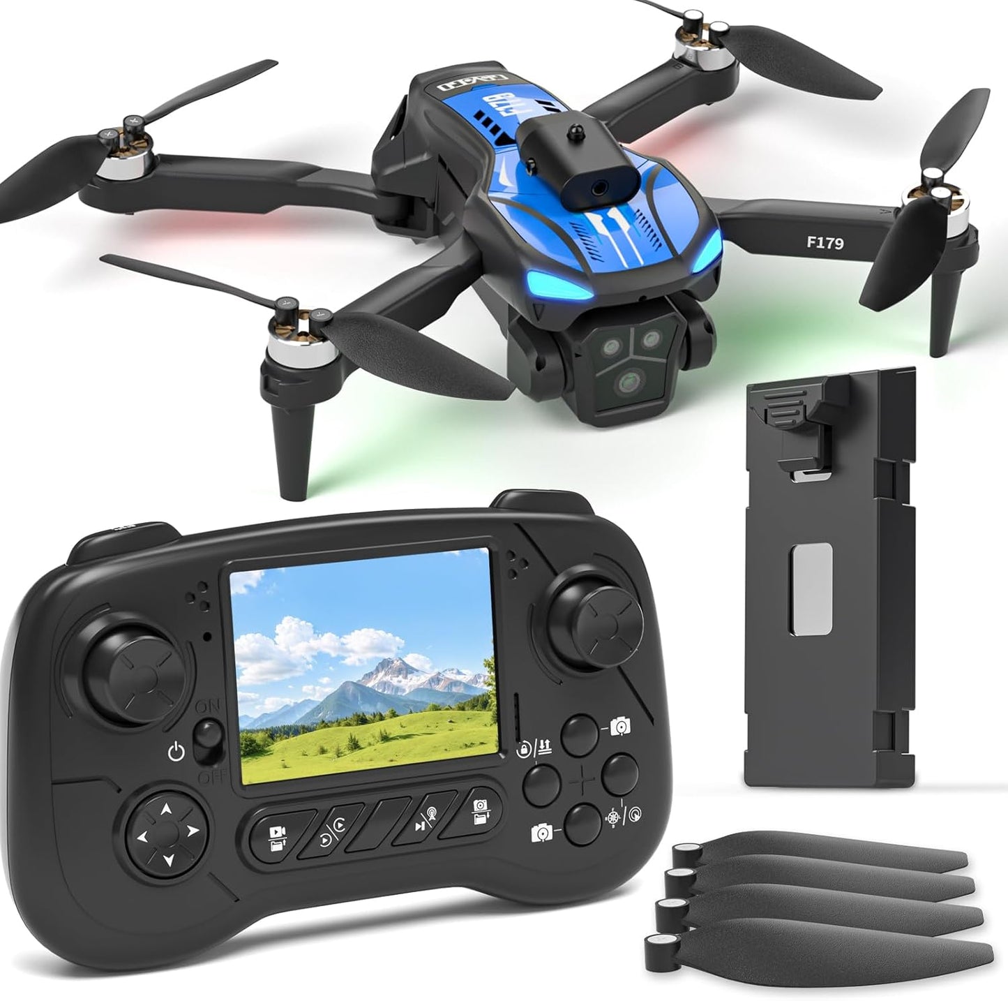 Drone Pieghévole Con Fotocamera 1080P & Schermo LCD 2,8", Evitamento Ostacoli, Motore Brushless, Quadricottero FPV WiFi, Volo A Traiettoria, Autonomia Di Volo 16 Min, Per Adulti/Principianti