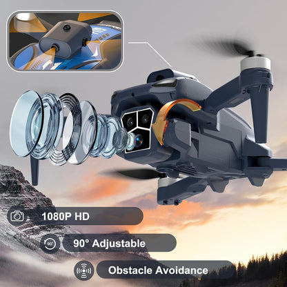 Drone Pieghévole Con Fotocamera 1080P & Schermo LCD 2,8", Evitamento Ostacoli, Motore Brushless, Quadricottero FPV WiFi, Volo A Traiettoria, Autonomia Di Volo 16 Min, Per Adulti/Principianti