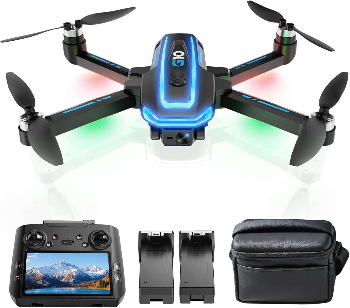 G10 GPS Drones con Telecamera EIS 4K(Radiocomando con Schermo)45 Min di Volo,600M/FT FPV Transmissione,Droni con Motor Brushless,Brushless Motore,Ritorno Auto,Quadricotter per Principianti e Adulti,C0