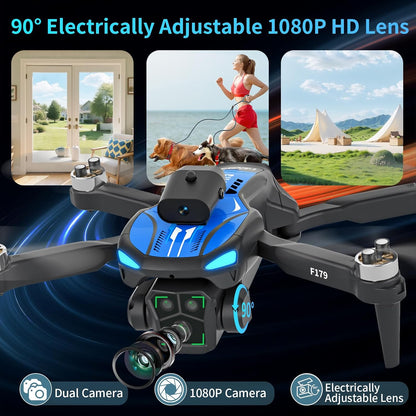Drone Pieghévole Con Fotocamera 1080P & Schermo LCD 2,8", Evitamento Ostacoli, Motore Brushless, Quadricottero FPV WiFi, Volo A Traiettoria, Autonomia Di Volo 16 Min, Per Adulti/Principianti