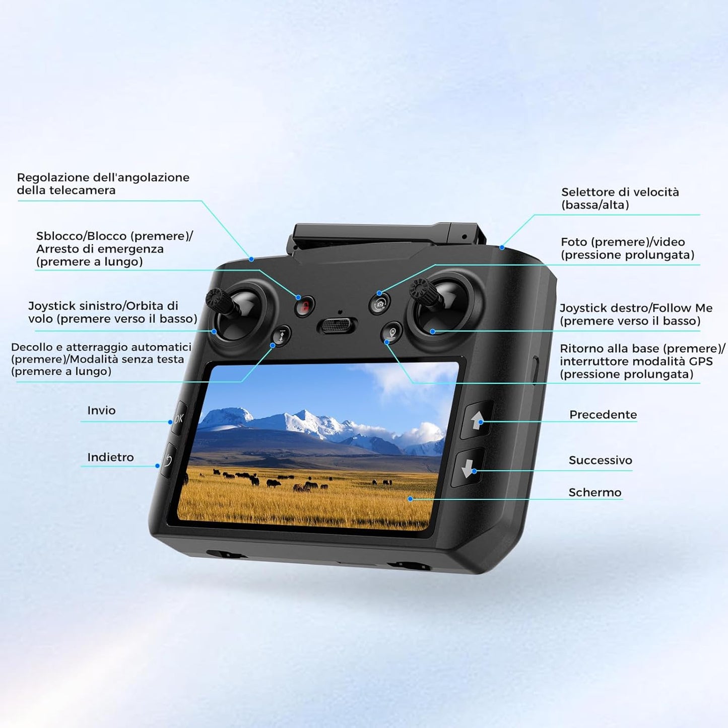 G10 GPS Drones con Telecamera EIS 4K(Radiocomando con Schermo)45 Min di Volo,600M/FT FPV Transmissione,Droni con Motor Brushless,Brushless Motore,Ritorno Auto,Quadricotter per Principianti e Adulti,C0