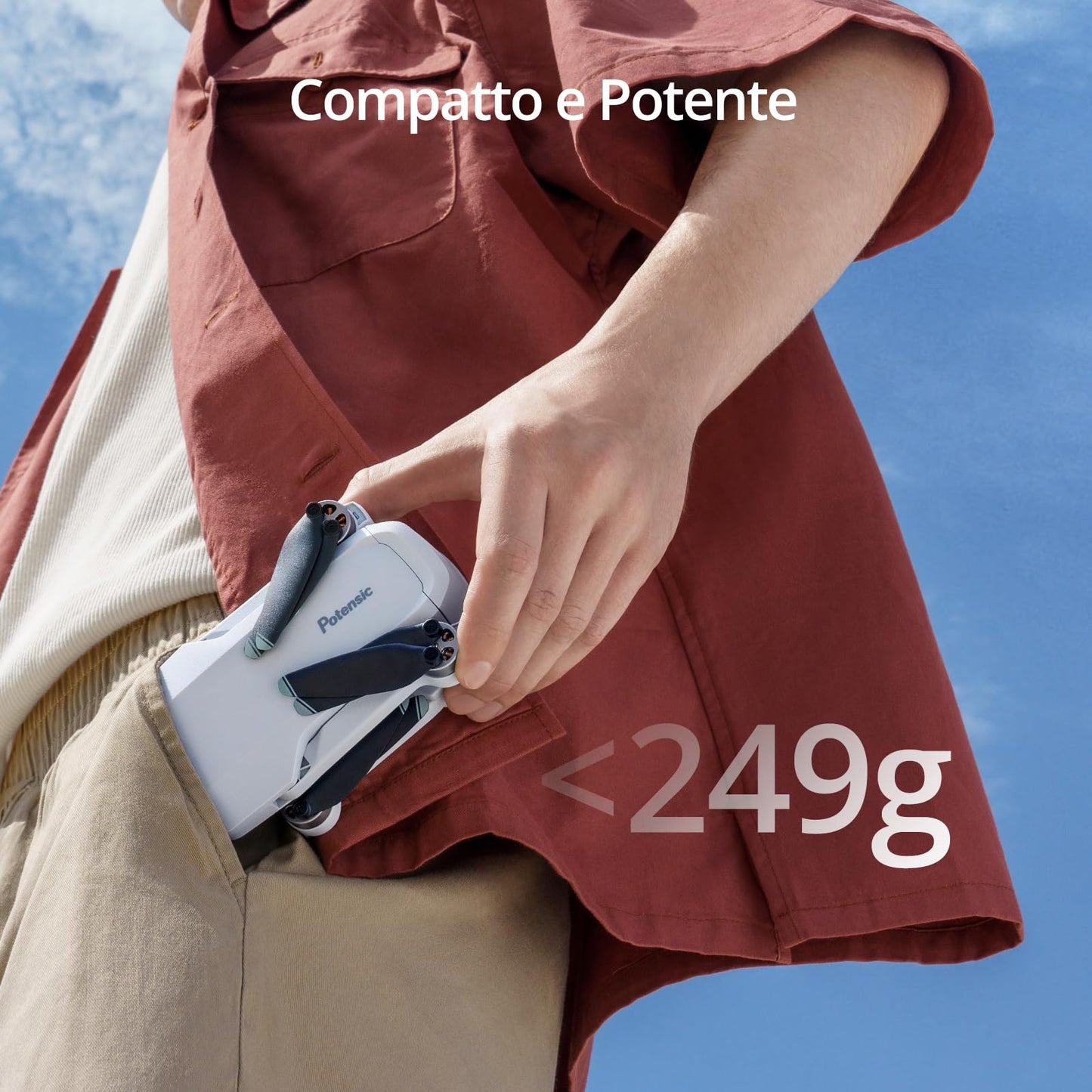 Potensic ATOM 4K GPS Drone Pieghevole con Gimbal a 3 Assi, ＜249 g, 6KM Trasmissione, 12MP Foto, 64 Minuti di Volo con 2 Batterie, QuickShots, Seguito Visivo, C0