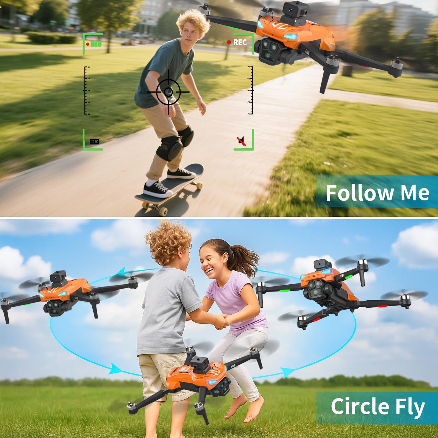 Drone GPS Con Fotocamera 4K, Schermo Telecomando 4,5 Pollici, Ritorno Automatico, Evitamento Automatico Ostacoli, Volo 22 Min, Drone RC FPV Pieghévole Con Follow Me, Regalo Per Adulti