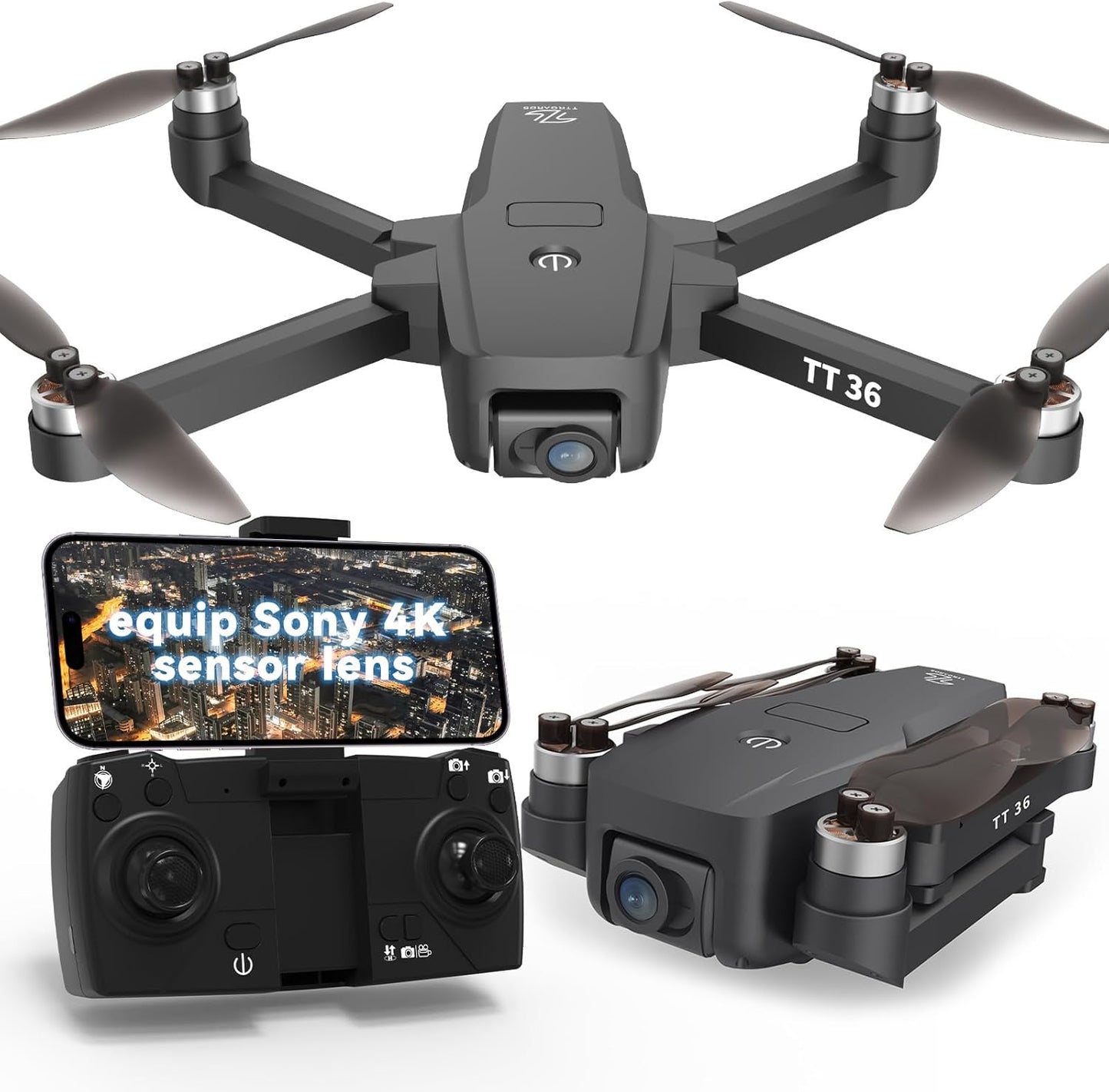 TT36 Drone GPS con Fotocamera 4K per Adulti 5G WiFi Trasmissione in Tempo Reale GPS Ritorno Intelligente Seguimi RC Quadcopter Motore Brushless Droni per Principianti