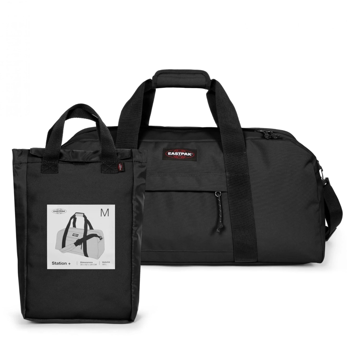Eastpak Station + Duffel Bag, 30 x 62 x 29 cm, 58 L, Black, Station + - STREET STYLE