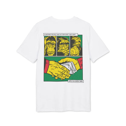 Three Monkeys - Comic Mafia - Premium Bio Unisex T-Shirt - Back Print - STREET STYLE